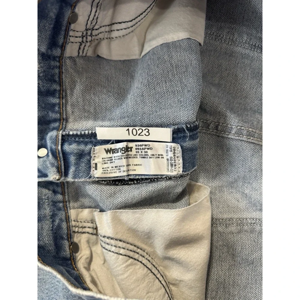 Wrangler Jeans Mens 35x32 Blue Relaxed Bootcut Western Cowboy Denim Pants 936PWD